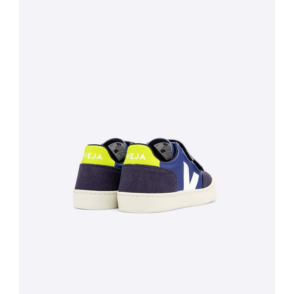 Kids' Veja V-12 CHROMEFREE Shoes Blue | ZA 746XYU